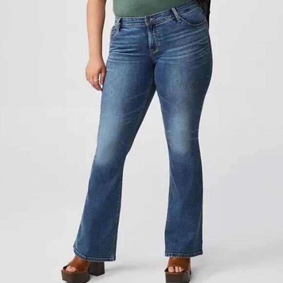 Torrid luxe slim boot jeans dark wash denim flare mid rise plus size 20R - Picture 1 of 12